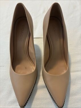 Coach Blush Nude Pointed-Toe Leather Pumps